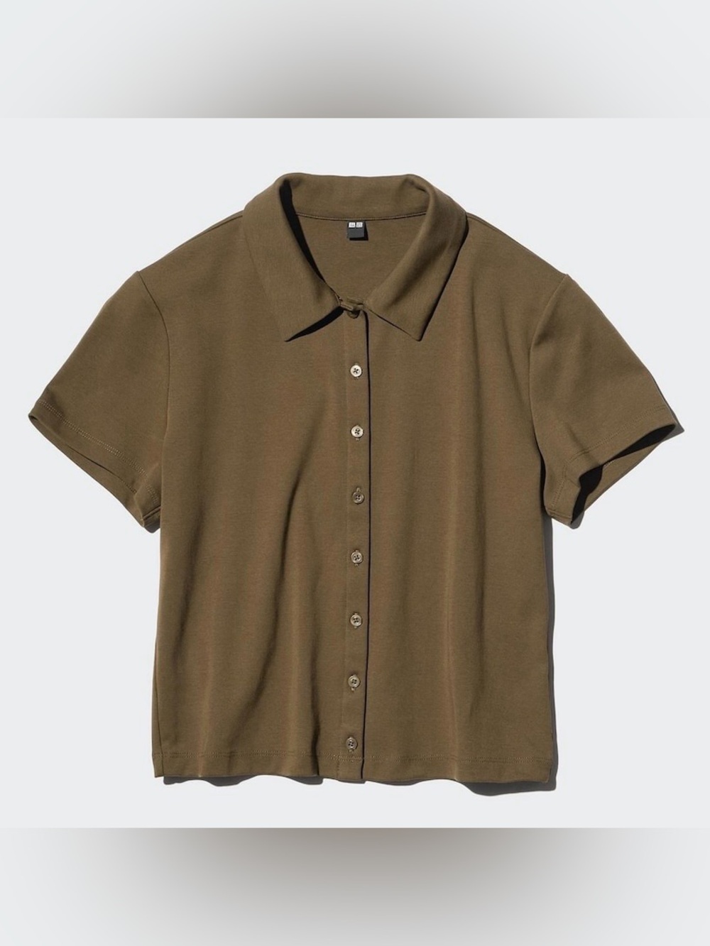 Uniqlo Olive Green Button-Front Short Sleeve Polo